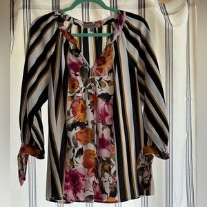 Figeroae Flower Floral/Stripe Blouse